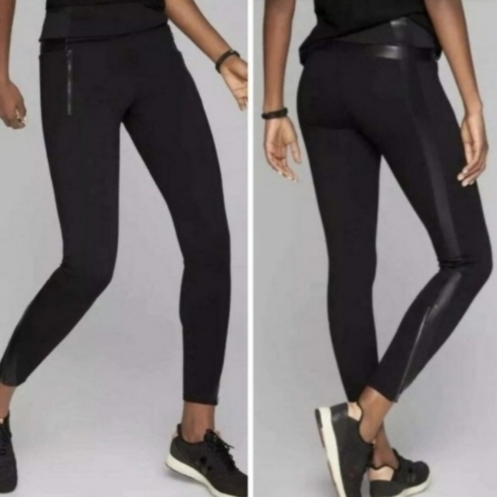 ATHLETA Luxe Ponte Black faux leather